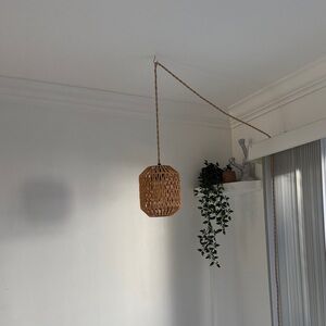 Plug in Woven rattan Hanging Pendant Light